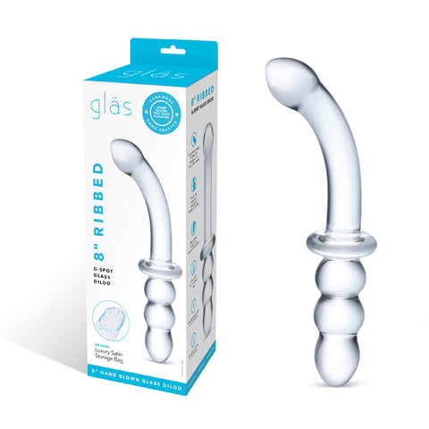 Gls 8 Ribbed G-Spot Glass Dildo Gls 8 Ribbed G-Spot Glass Dildo